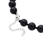 Natural Black Jade Beads Adjustable Necklace (Size - 20+2 Ext) in Rhodium Overlay Sterling Silver 340.00 Ct._8570535_3