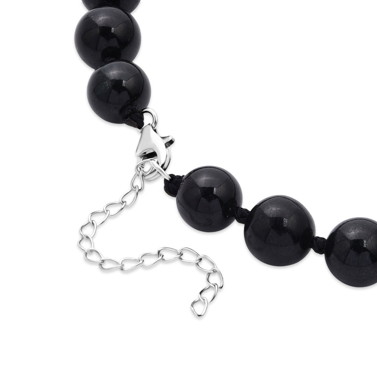 Very Rare Natural Boots Black Jadeite Adjustable Necklace (Size - 20+2 Ext) in Rhodium Overlay Sterling Silver 340.00 Ct. V32530545 4