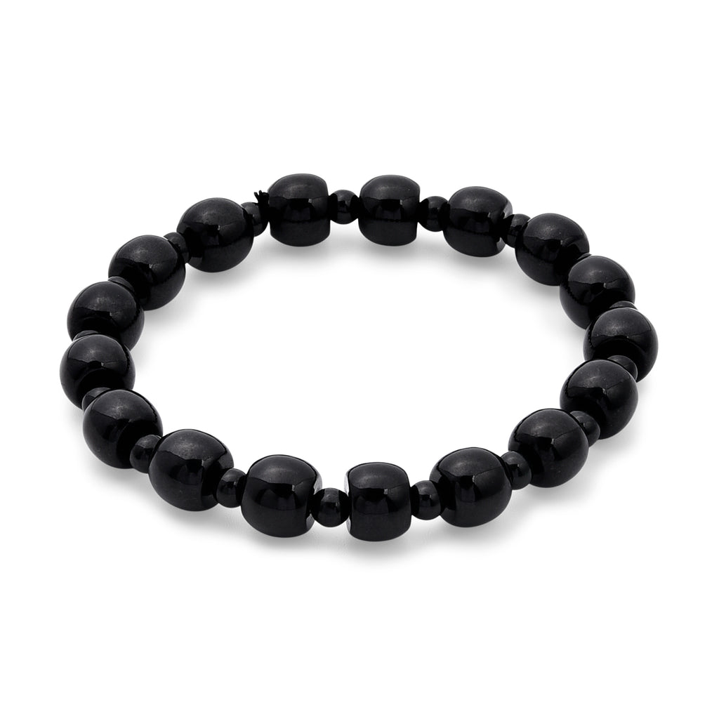 Natural Black Jade Stretchable Bracelet (Size - 7 to 7.5) 150.00 Ct._8570537