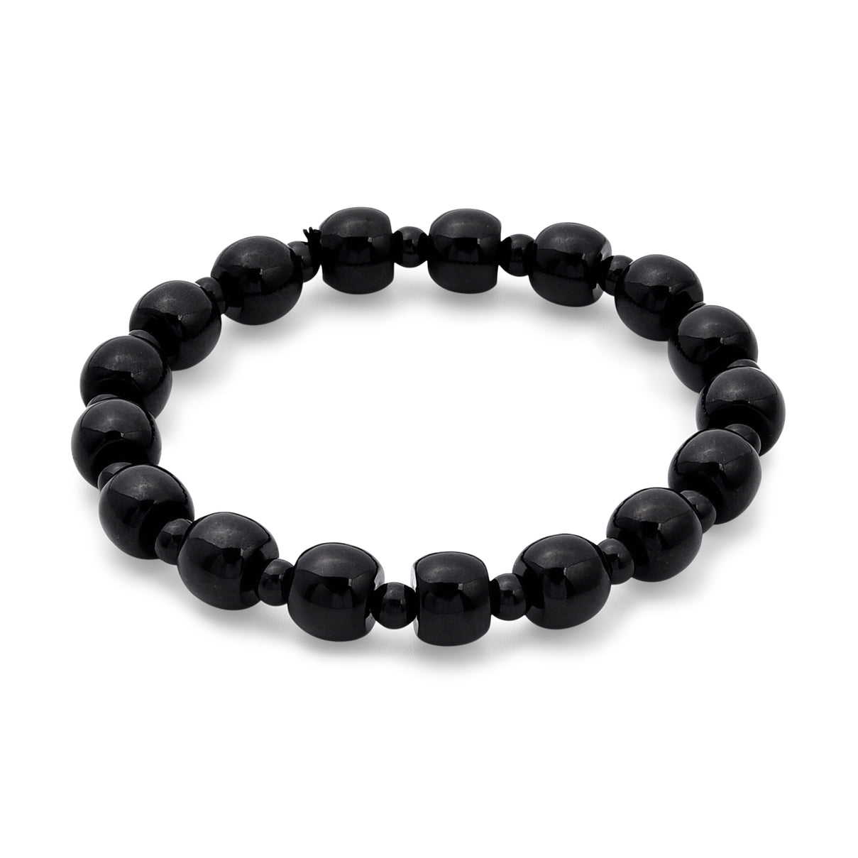 Natural Black Jade Stretchable Bracelet (Size - 7 to 7.5) 150.00 Ct. 8570537 0