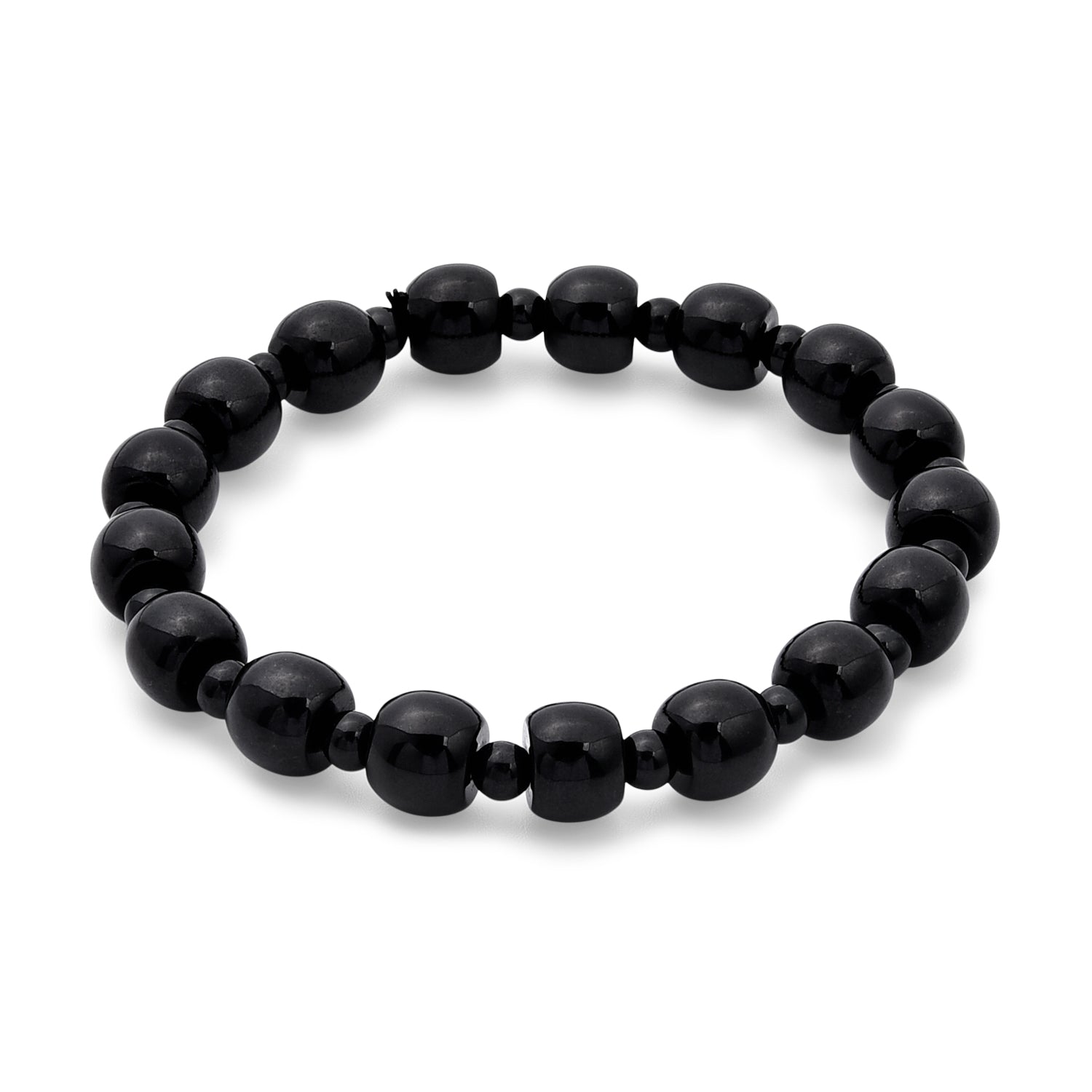 Natural Black Jade Stretchable Bracelet (Size - 7 to 7.5) 150.00 Ct. 8570537 0