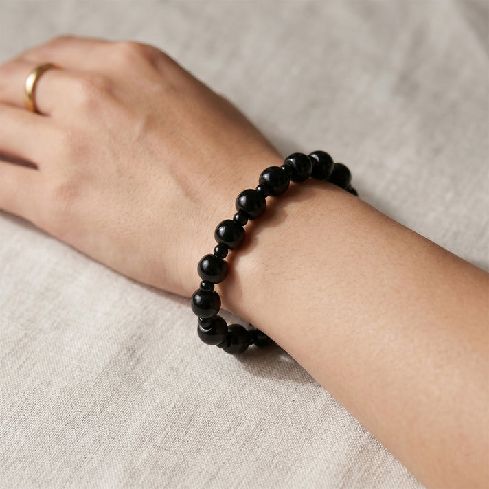 Natural Black Jade Stretchable Bracelet (Size - 7 to 7.5) 150.00 Ct. 8570537 2