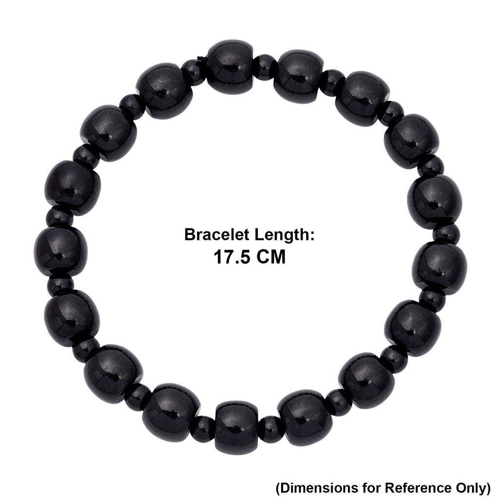 Natural Black Jade Stretchable Bracelet (Size - 7 to 7.5) 150.00 Ct._8570537_3