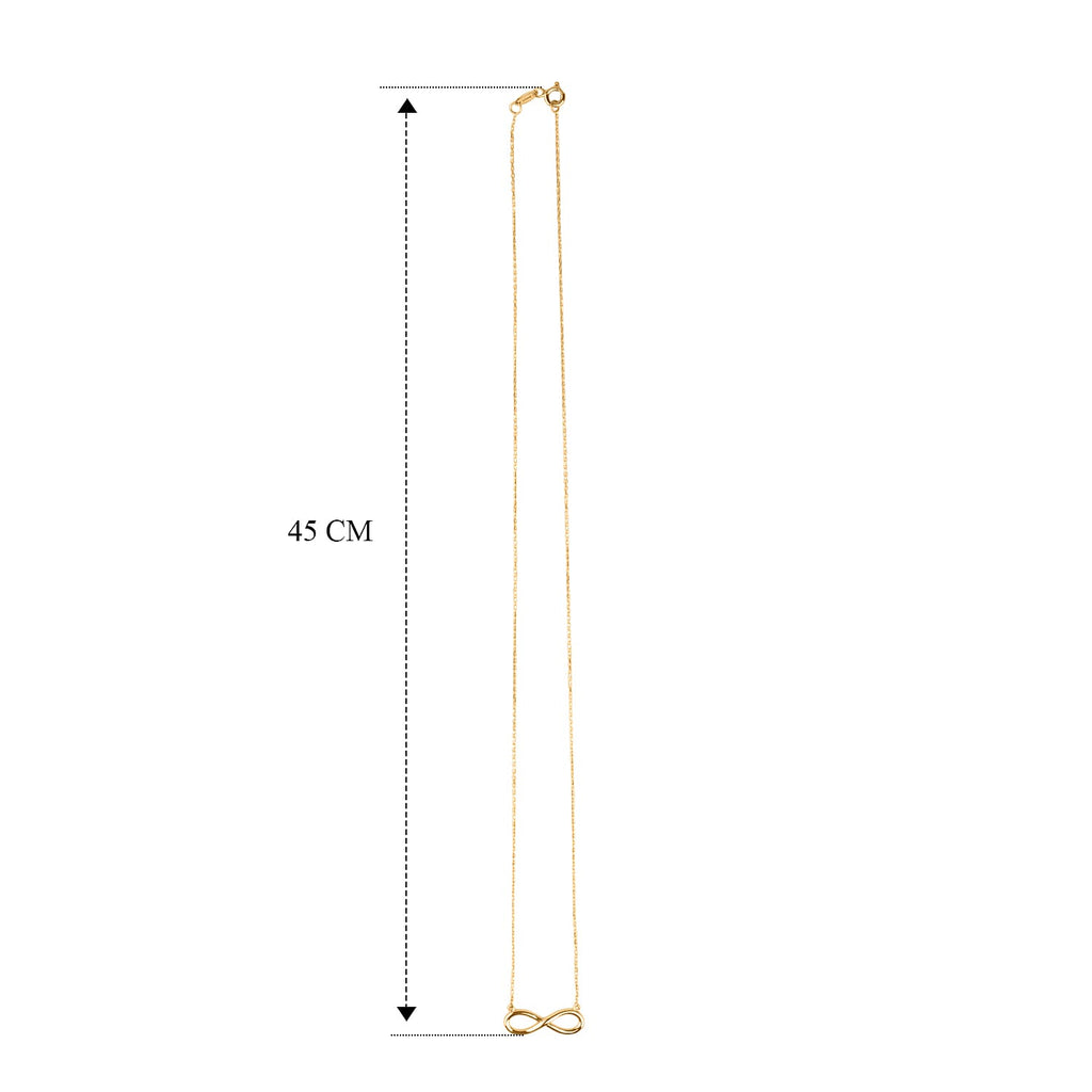 9K Yellow Gold Infinity Necklace (Size - 18) with Spring Ring Clasp