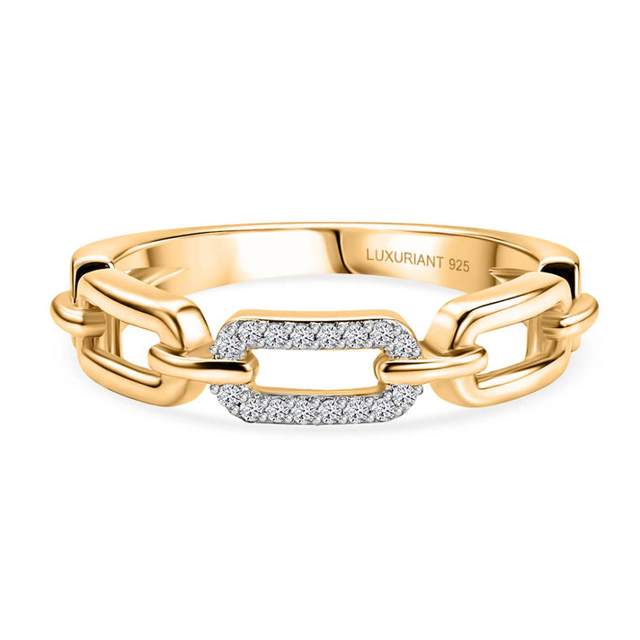LUXURIANT Lab Grown Diamond Interlinked Ring in 18K Vermeil Yellow Gold Plated Sterling Silver (SI-G-H) 8570659 1