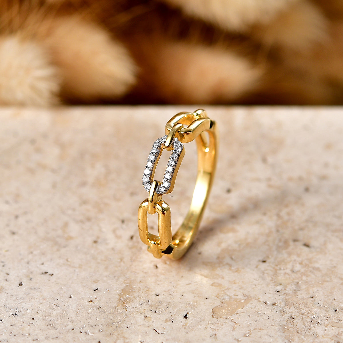 LUXURIANT Lab Grown Diamond Interlinked Ring in 18K Vermeil Yellow Gold Plated Sterling Silver (SI-G-H) 8570659 5