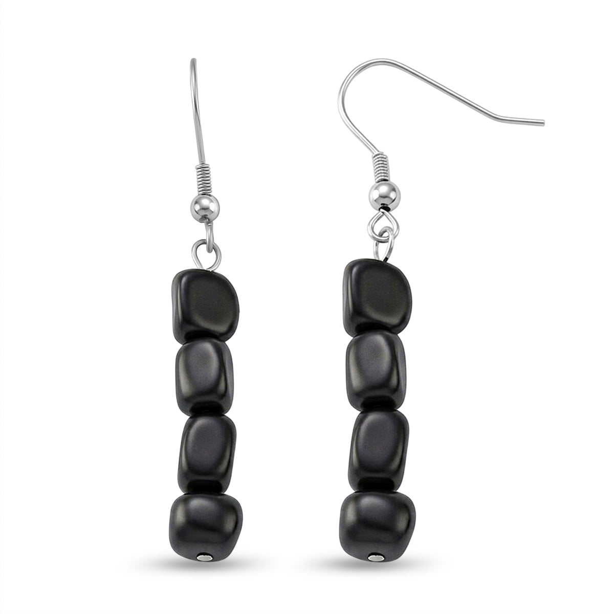 Natural Shungite Beads Drop Earring with Hook 12.00 Ct. 8571308 0
