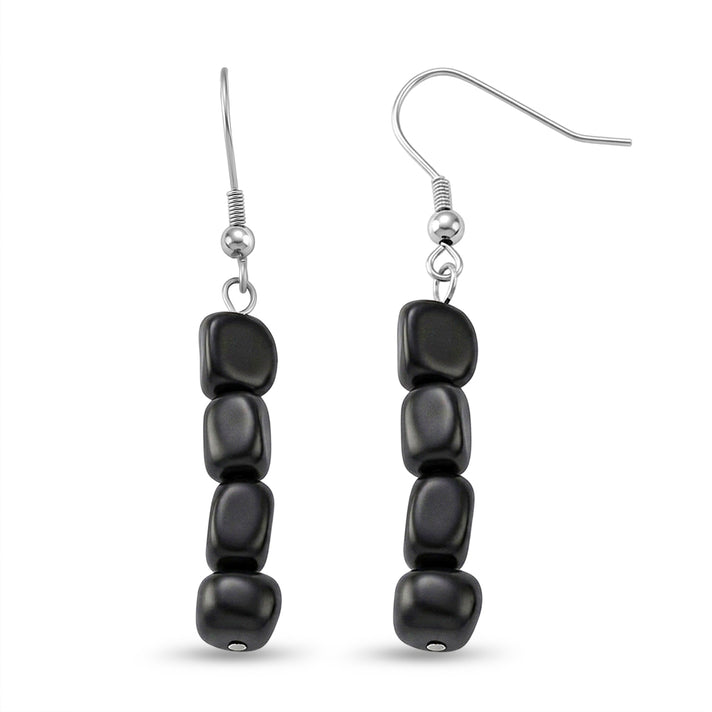 Natural Shungite Beads Drop Earring with Hook 12.00 Ct. 8571308 1