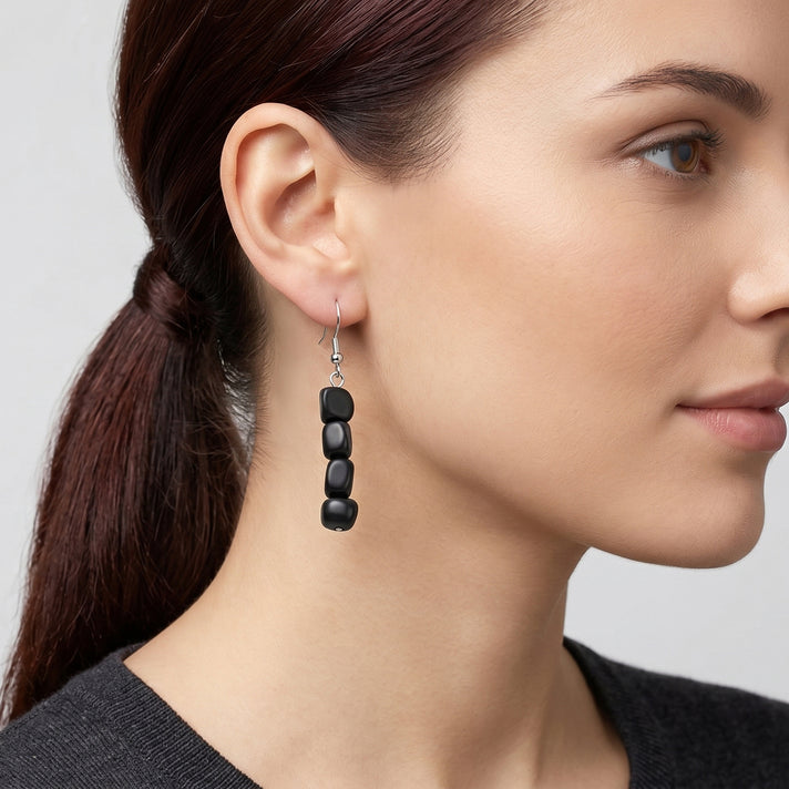Natural Shungite Beads Drop Earring with Hook 12.00 Ct. 8571308 2