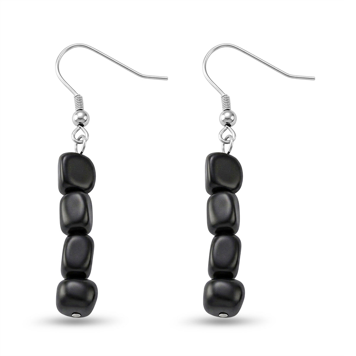 Natural Shungite Beads Drop Earring with Hook 12.00 Ct. 8571308 4