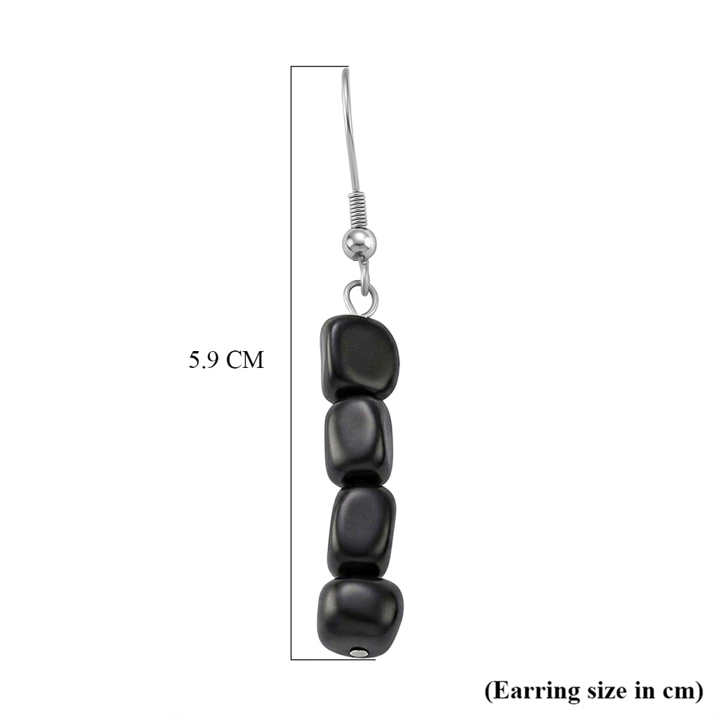 Natural Shungite Beads Drop Earring with Hook 12.00 Ct._8571308_4
