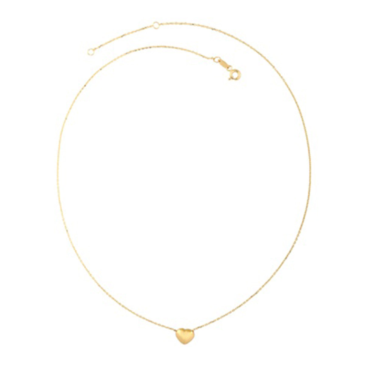 9K Yellow Gold Heart Drop Necklace (Size - 18) with Spring Ring Clasp 8571434 0