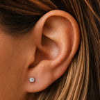Luxuriant - Lab Grown Diamond (SI/G-H) Solitaire Stud Earring with Push Back in Rhodium Overlay Sterling Silver 0.25 Ct._8571459_1