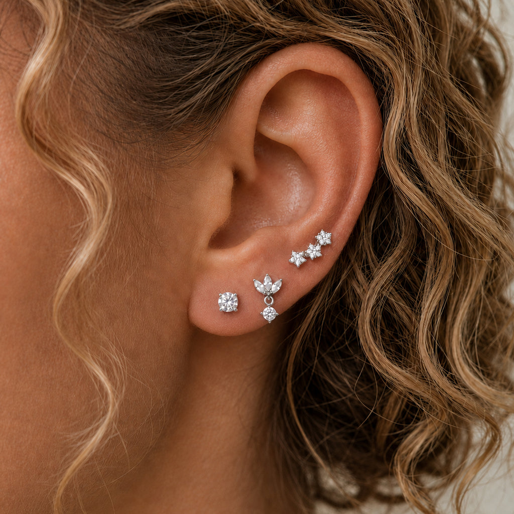 Luxuriant - Lab Grown Diamond (SI/G-H) Solitaire Stud Earring with Push Back in Rhodium Overlay Sterling Silver 0.25 Ct._8571459_2