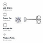 Luxuriant - Lab Grown Diamond (SI/G-H) Solitaire Stud Earring with Push Back in Rhodium Overlay Sterling Silver 0.25 Ct._8571459_3