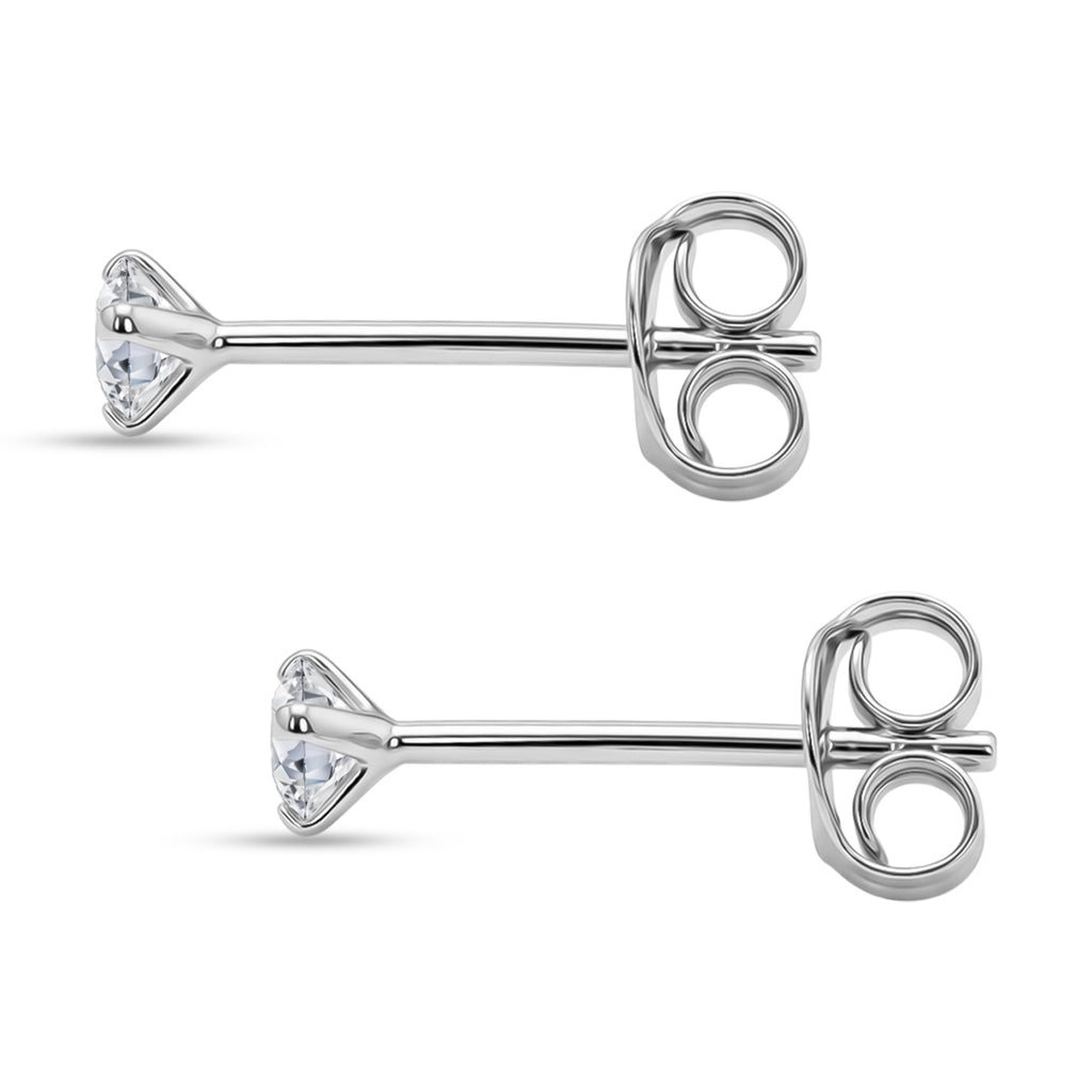 Luxuriant - Lab Grown Diamond (SI/G-H) Solitaire Stud Earring with Push Back in Rhodium Overlay Sterling Silver 0.25 Ct._8571459_4