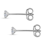 Luxuriant - Lab Grown Diamond (SI/G-H) Solitaire Stud Earring with Push Back in Rhodium Overlay Sterling Silver 0.25 Ct._8571459_4