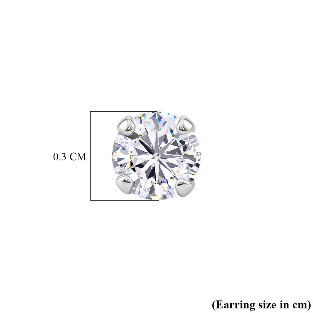 Luxuriant - Lab Grown Diamond (SI/G-H) Solitaire Stud Earring with Push Back in Rhodium Overlay Sterling Silver 0.25 Ct._8571459_5