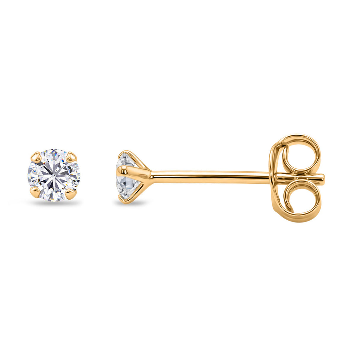 Luxuriant - Lab Grown Diamond (SI-G-H) Solitaire Stud Earring with Push Back in Yellow Gold Plated Sterling Silver 0.2 Ct. 8571461 0