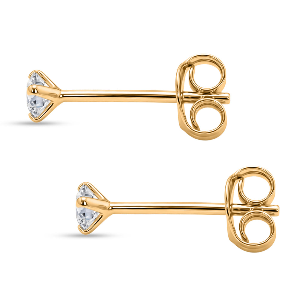 Luxuriant - Lab Grown Diamond (SI/G-H) Solitaire Stud Earring with Push Back in Yellow Gold Plated Sterling Silver 0.25 Ct._8571461_4