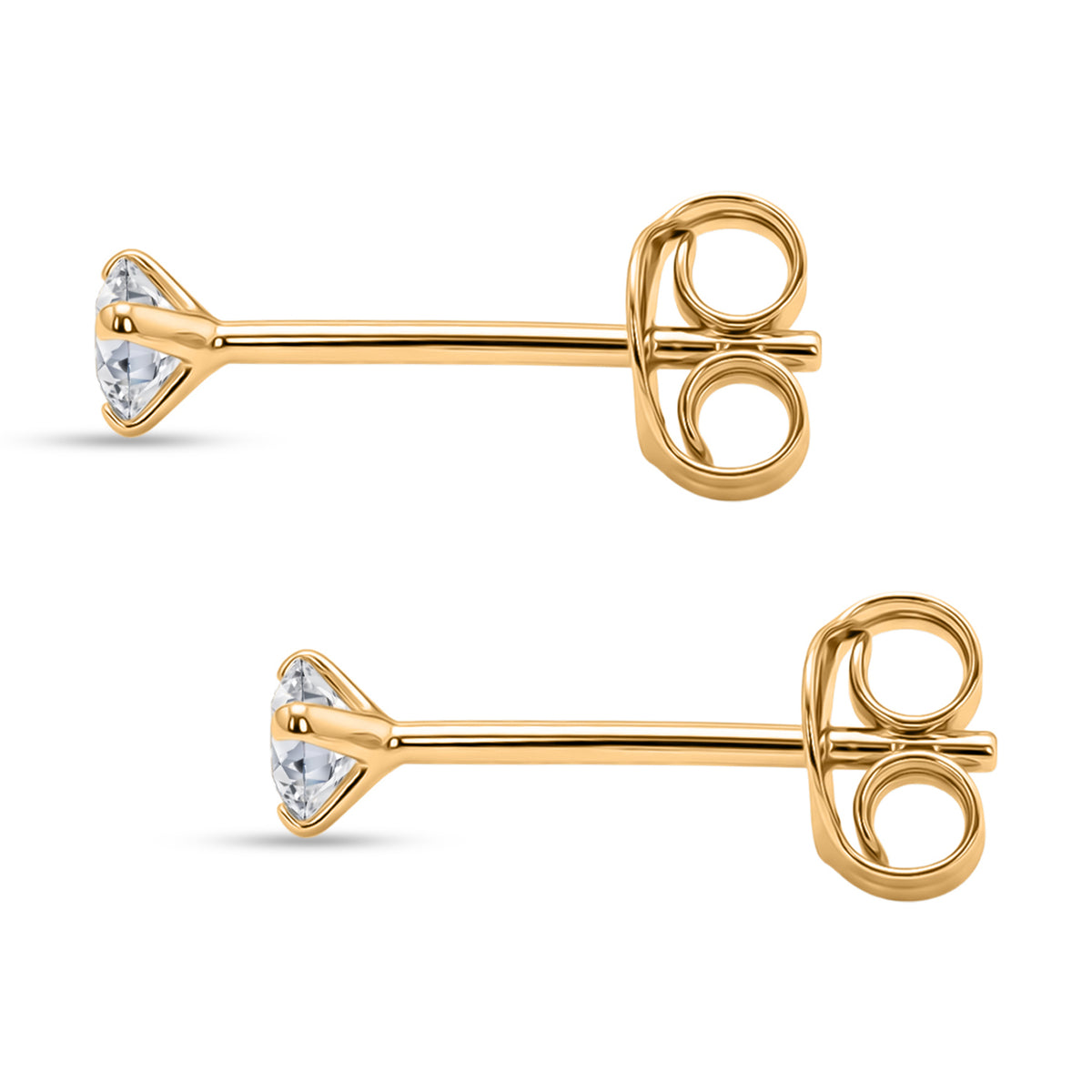 Luxuriant - Lab Grown Diamond (SI-G-H) Solitaire Stud Earring with Push Back in Yellow Gold Plated Sterling Silver 0.2 Ct. 8571461 5