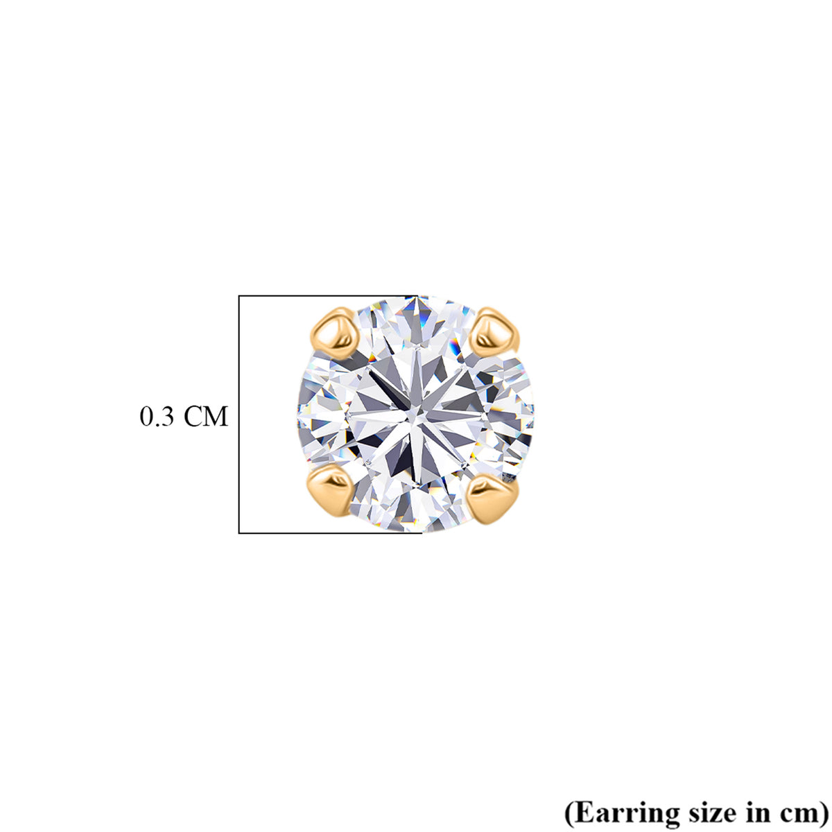 Luxuriant - Lab Grown Diamond (SI-G-H) Solitaire Stud Earring with Push Back in Yellow Gold Plated Sterling Silver 0.2 Ct. 8571461 6