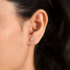D'Joy - Moissanite Solitaire Stud Push Post Earring in Platinum Overlay Sterling Silver_8571624_1