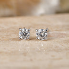 D'Joy - Moissanite Solitaire Stud Push Post Earring in Platinum Overlay Sterling Silver_8571624_2