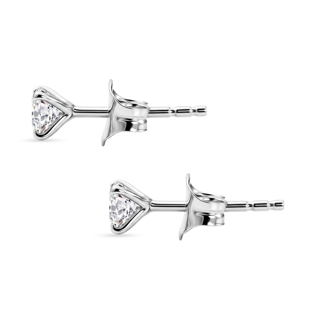 D'Joy - Moissanite Solitaire Stud Push Post Earring in Platinum Overlay Sterling Silver_8571624_3