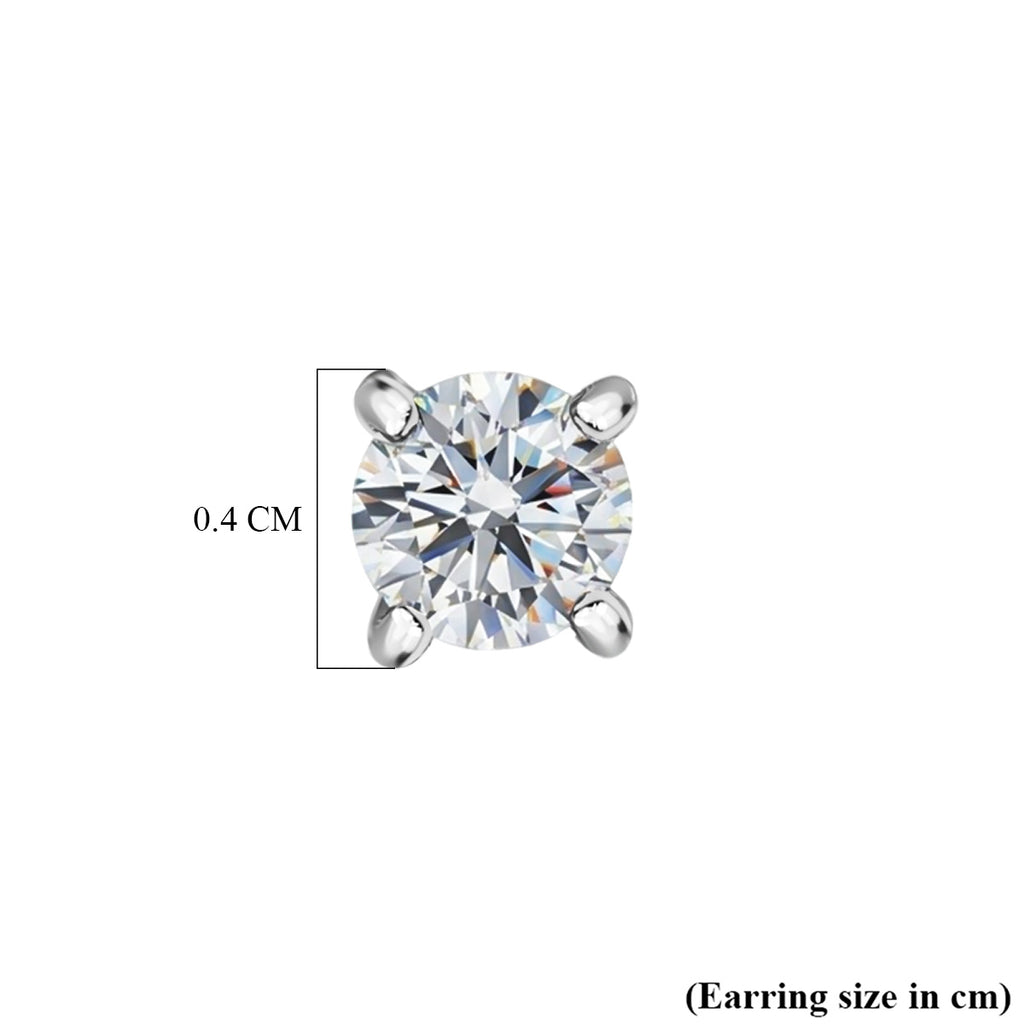 D'Joy - Moissanite Solitaire Stud Push Post Earring in Platinum Overlay Sterling Silver_8571624_4