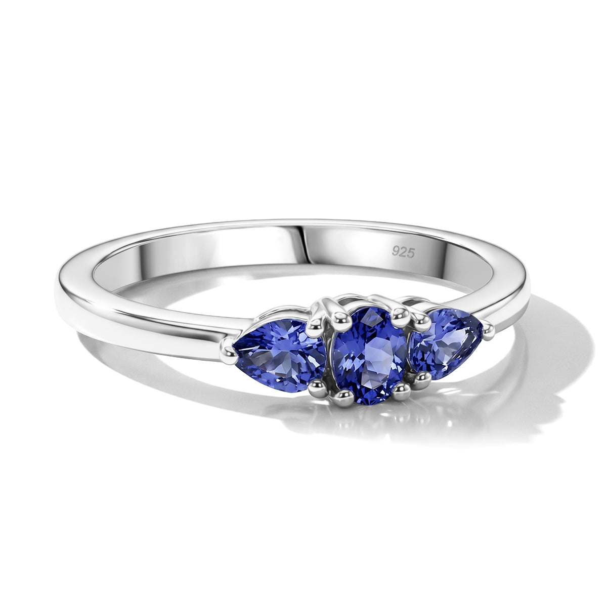 Tanzanite Trilogy Ring in Platinum Overlay Sterling Silver 8571625 0