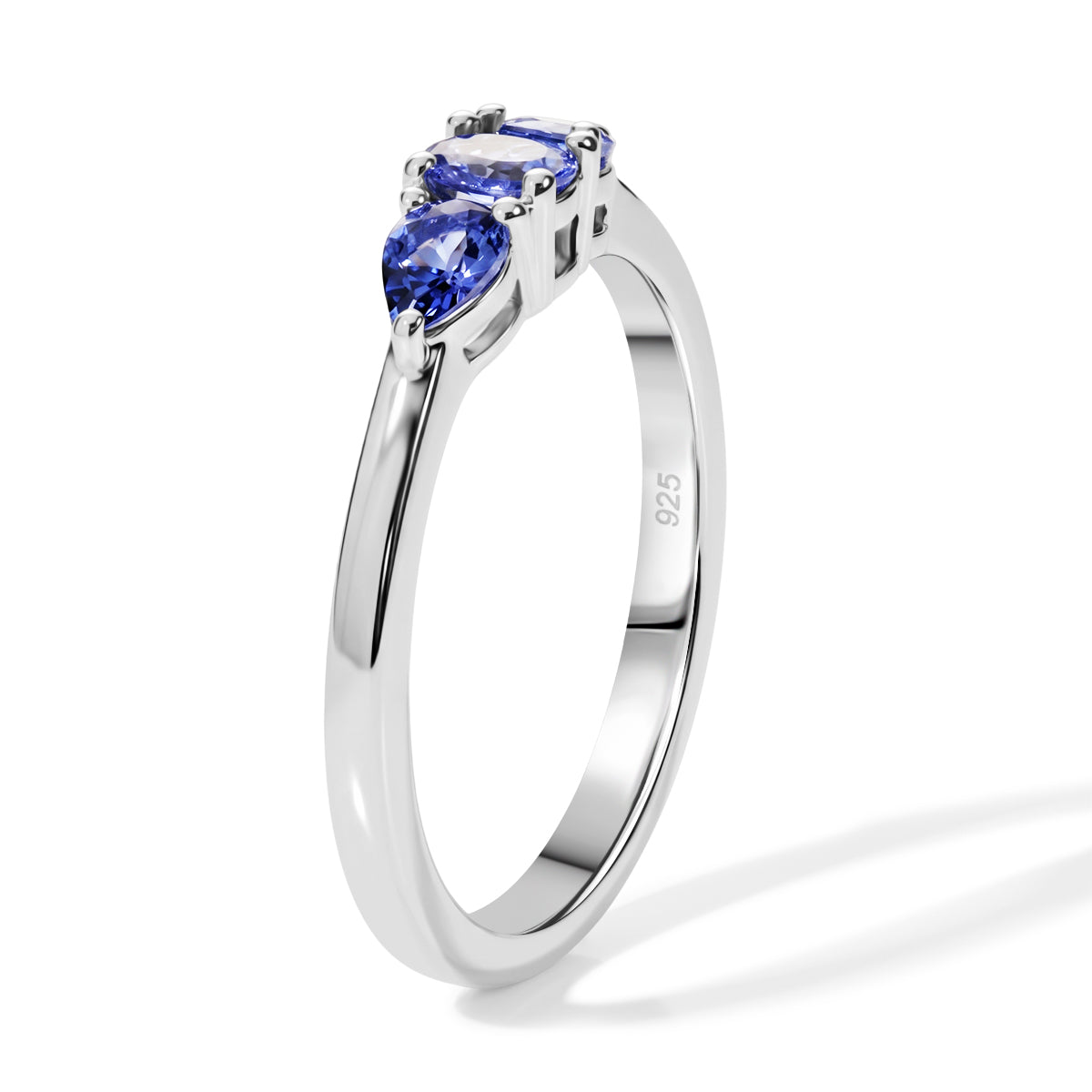 Tanzanite Trilogy Ring in Platinum Overlay Sterling Silver 8571625 3
