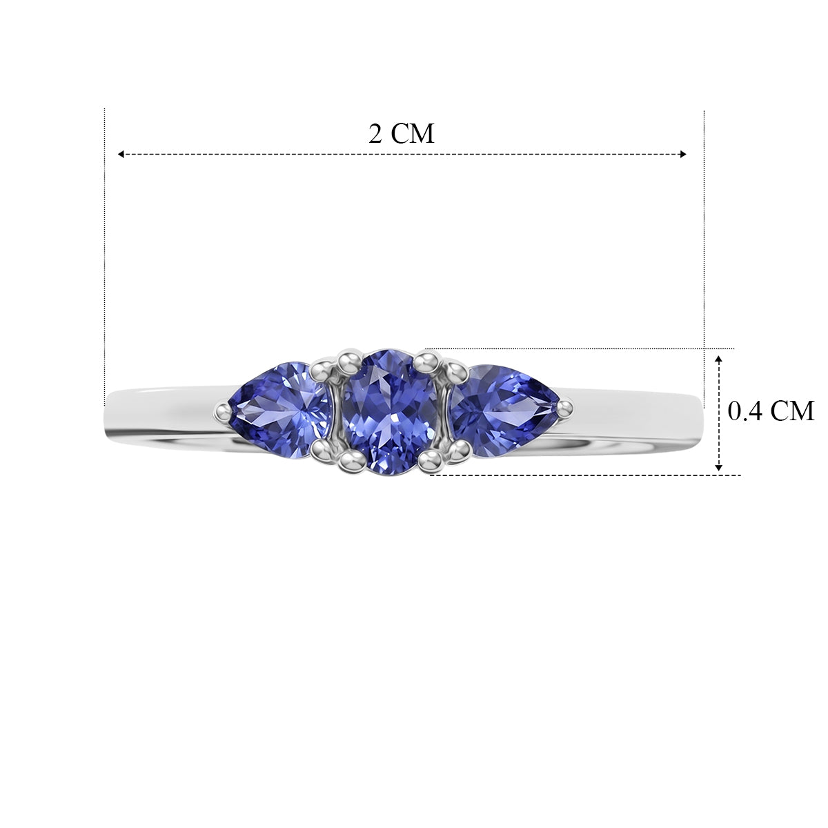 Tanzanite Trilogy Ring in Platinum Overlay Sterling Silver 8571625 5