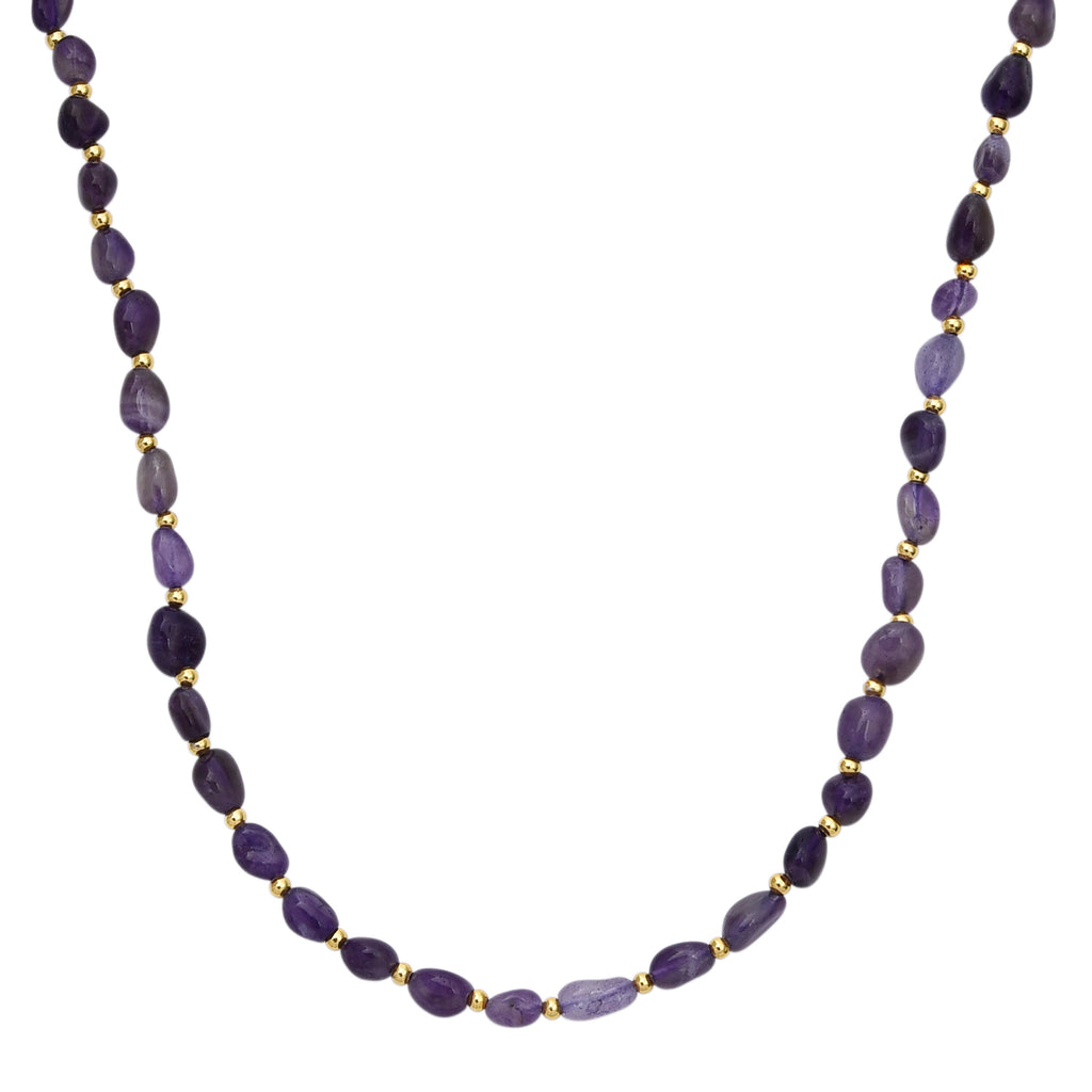 African Amethyst Adjustable Beads Necklace (Size - 24+1 Ext) in Yellow Gold Tone 100.00 Ct._8571723