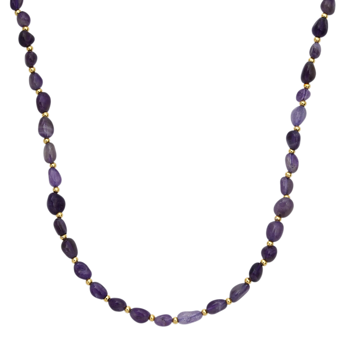 African Amethyst Adjustable Beads Necklace (Size - 24+1 Ext) in Yellow Gold Tone 100.00 Ct. V32512497 0