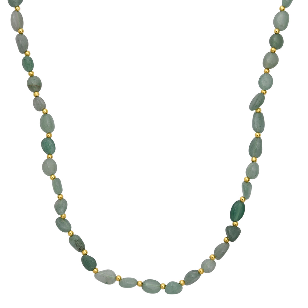 Green Aventurine Adjustable Beads Necklace (Size - 24+1 Ext) in Yellow Gold Tone 100.00 Ct._8571749