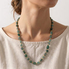 Green Aventurine Adjustable Beads Necklace (Size - 24+1 Ext) in Yellow Gold Tone 100.00 Ct._8571749_2