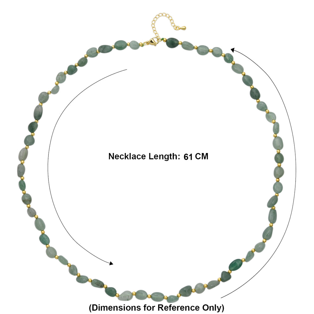 Green Aventurine Adjustable Beads Necklace (Size - 24+1 Ext) in Yellow Gold Tone 100.00 Ct._8571749_5