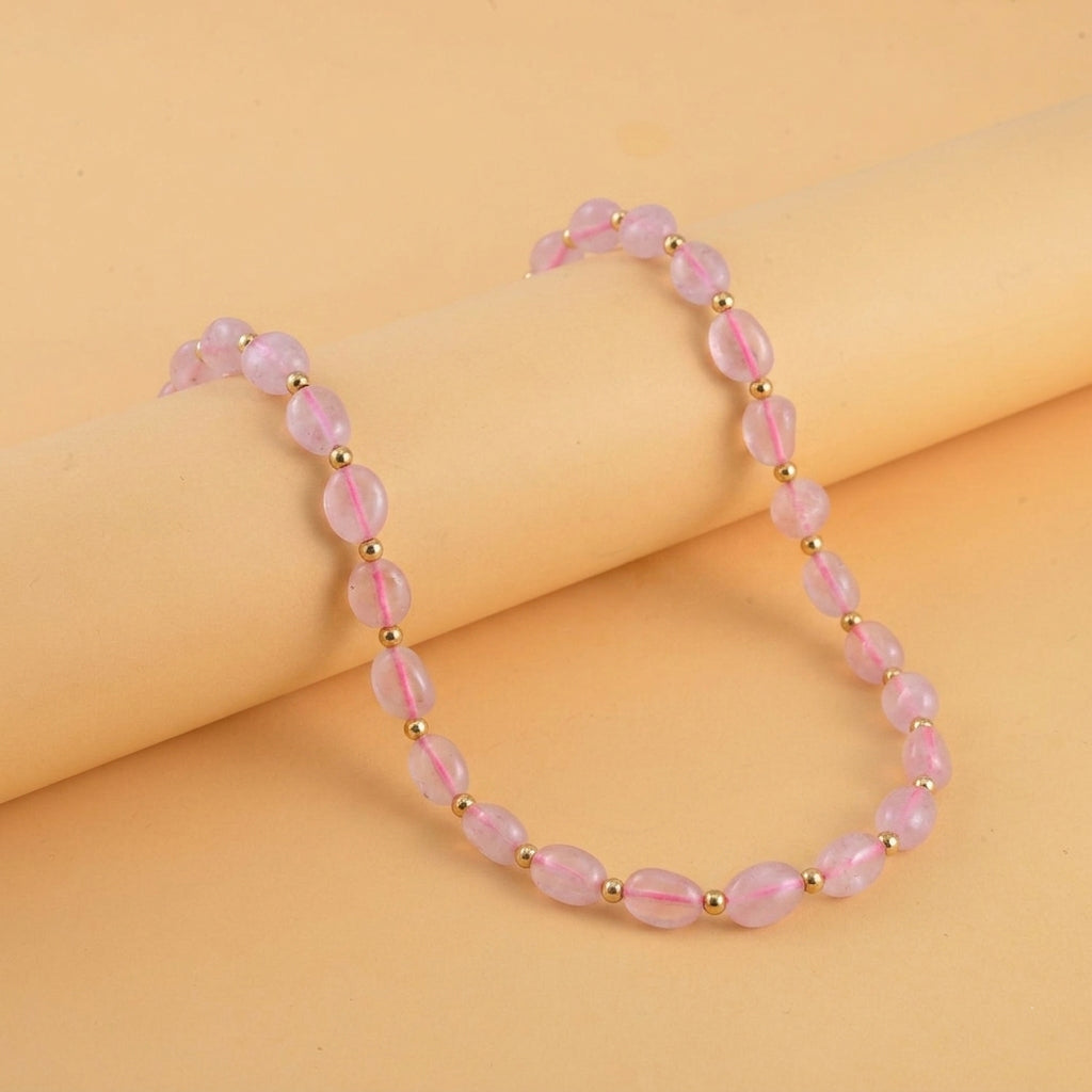 Rose Quartz Adjustable Beads Necklace (Size - 24+1 Ext) in Yellow Gold Tone 100.00 Ct. 8571750 2