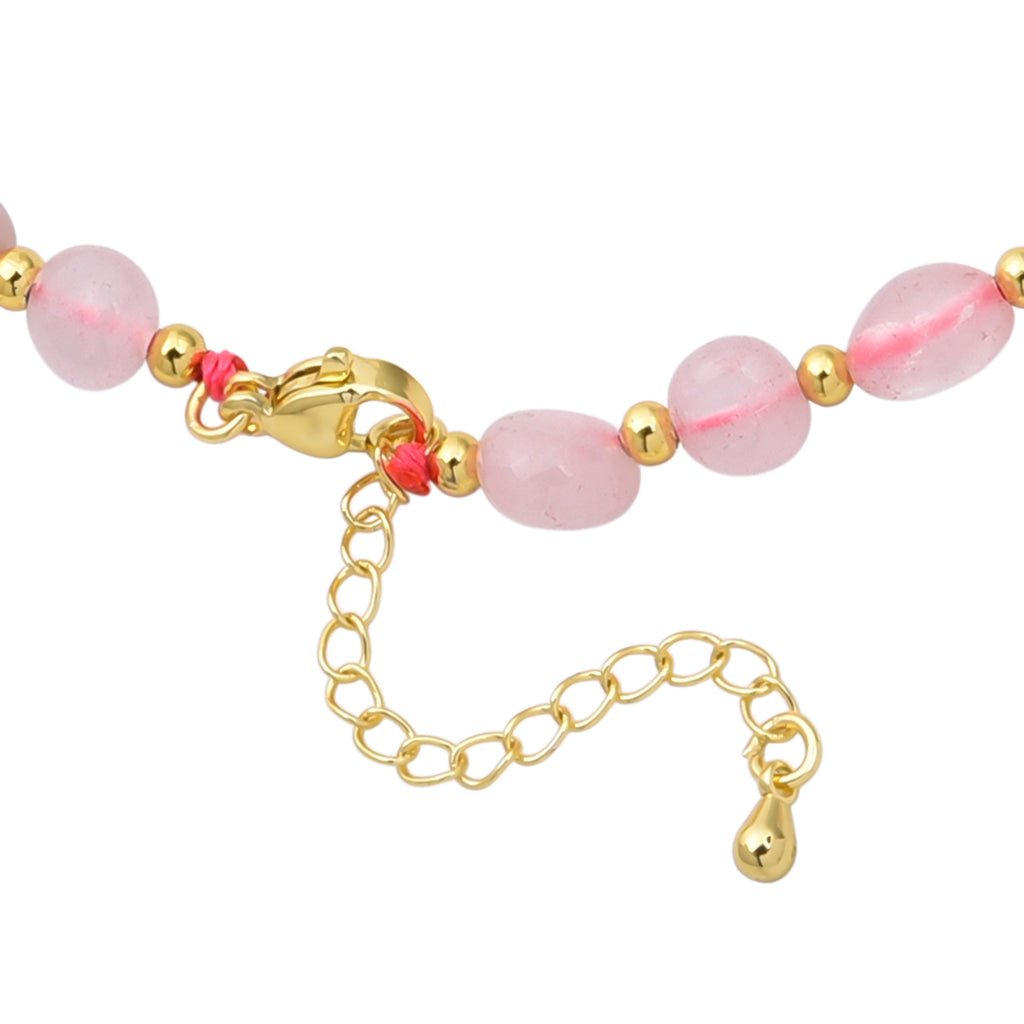 Rose Quartz Adjustable Beads Necklace (Size - 24+1 Ext) in Yellow Gold Tone 100.00 Ct._8571750_4