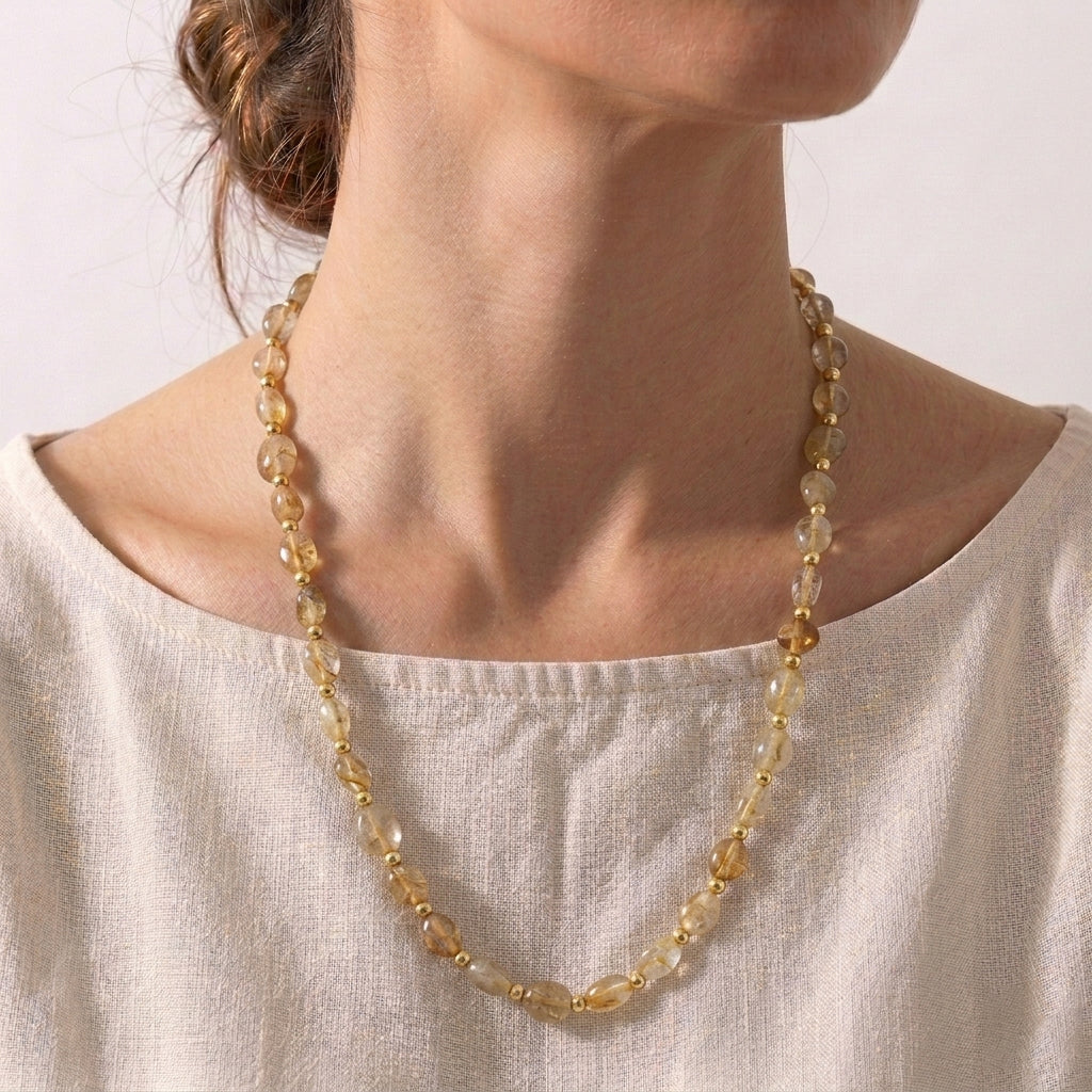 Citrine Adjustable Beads Necklace (Size - 24+1 Ext) in Yellow Gold Tone 100.00 Ct. V32517100 3