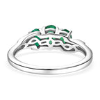 Royal Bali Collection - D'Joy Emerald Oval Cut Trilogy Ring in Rhodium Overlay Sterling Silver_8571757_4