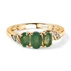 Royal Bali Collection - D'Joy Emerald Oval Cut Trilogy Ring in 18K Vermeil Yellow Gold Plated Sterling Silver_8571773