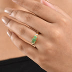 Royal Bali Collection - D'Joy Emerald Oval Cut Trilogy Ring in 18K Vermeil Yellow Gold Plated Sterling Silver_8571773_1