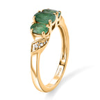 Royal Bali Collection - D'Joy Emerald Oval Cut Trilogy Ring in 18K Vermeil Yellow Gold Plated Sterling Silver_8571773_3