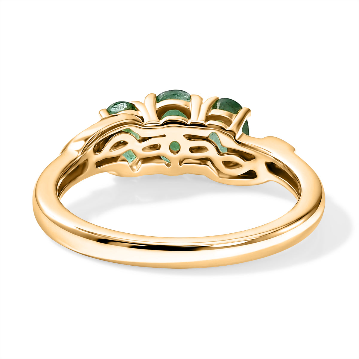 Emerald Oval Cut Trilogy Ring in 18K Vermeil Yellow Gold Plated Sterling Silver V32606208 5