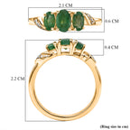Royal Bali Collection - D'Joy Emerald Oval Cut Trilogy Ring in 18K Vermeil Yellow Gold Plated Sterling Silver_8571773_5