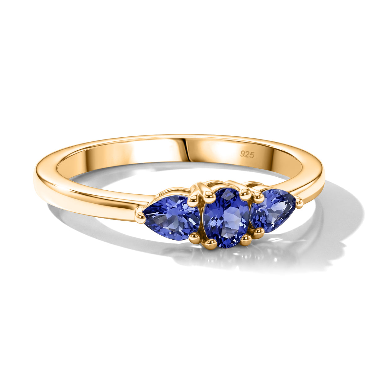 Tanzanite Trilogy Ring in Yellow Gold Plated Sterling Silver V32516525 0