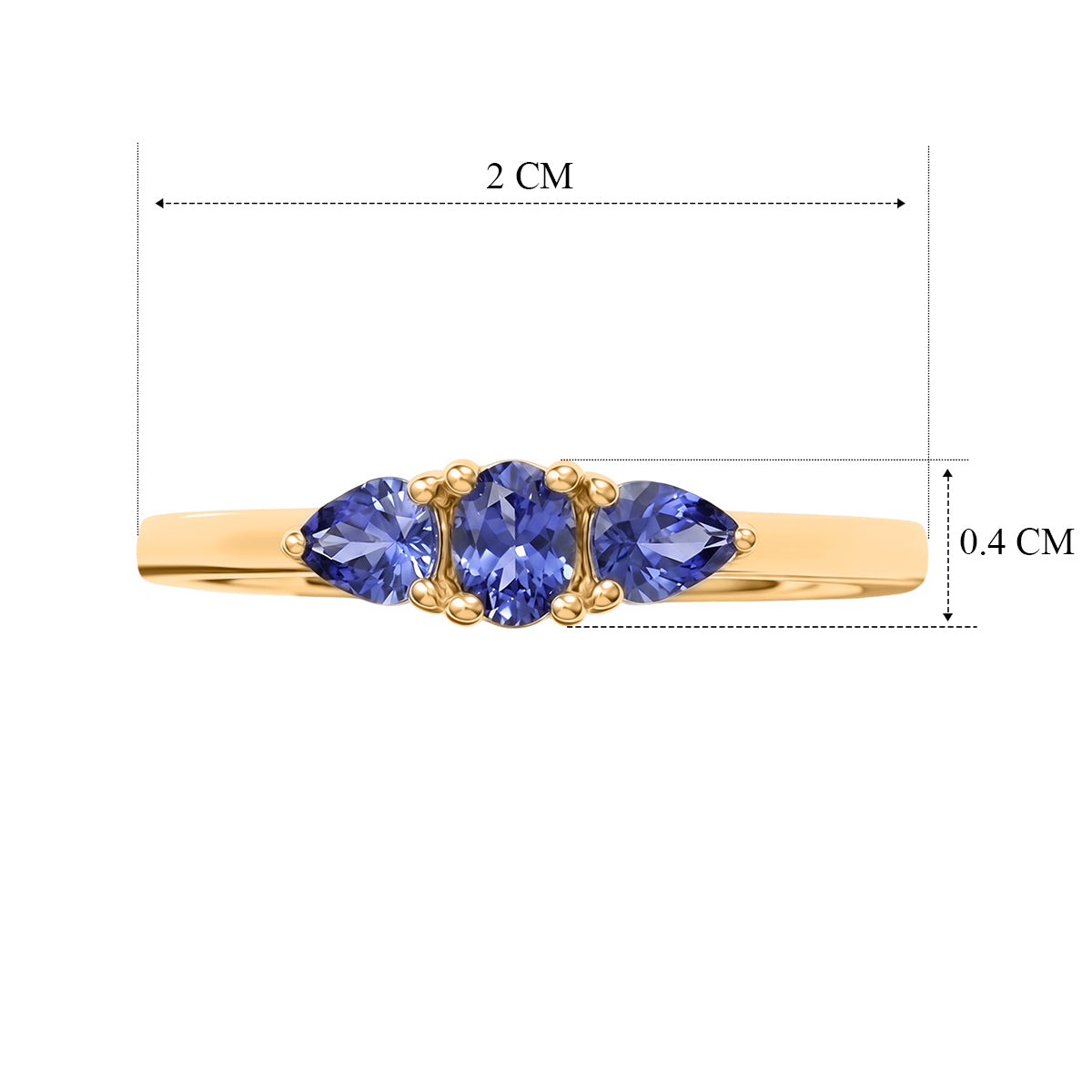 Tanzanite Trilogy Ring in Yellow Gold Plated Sterling Silver V32516525 6