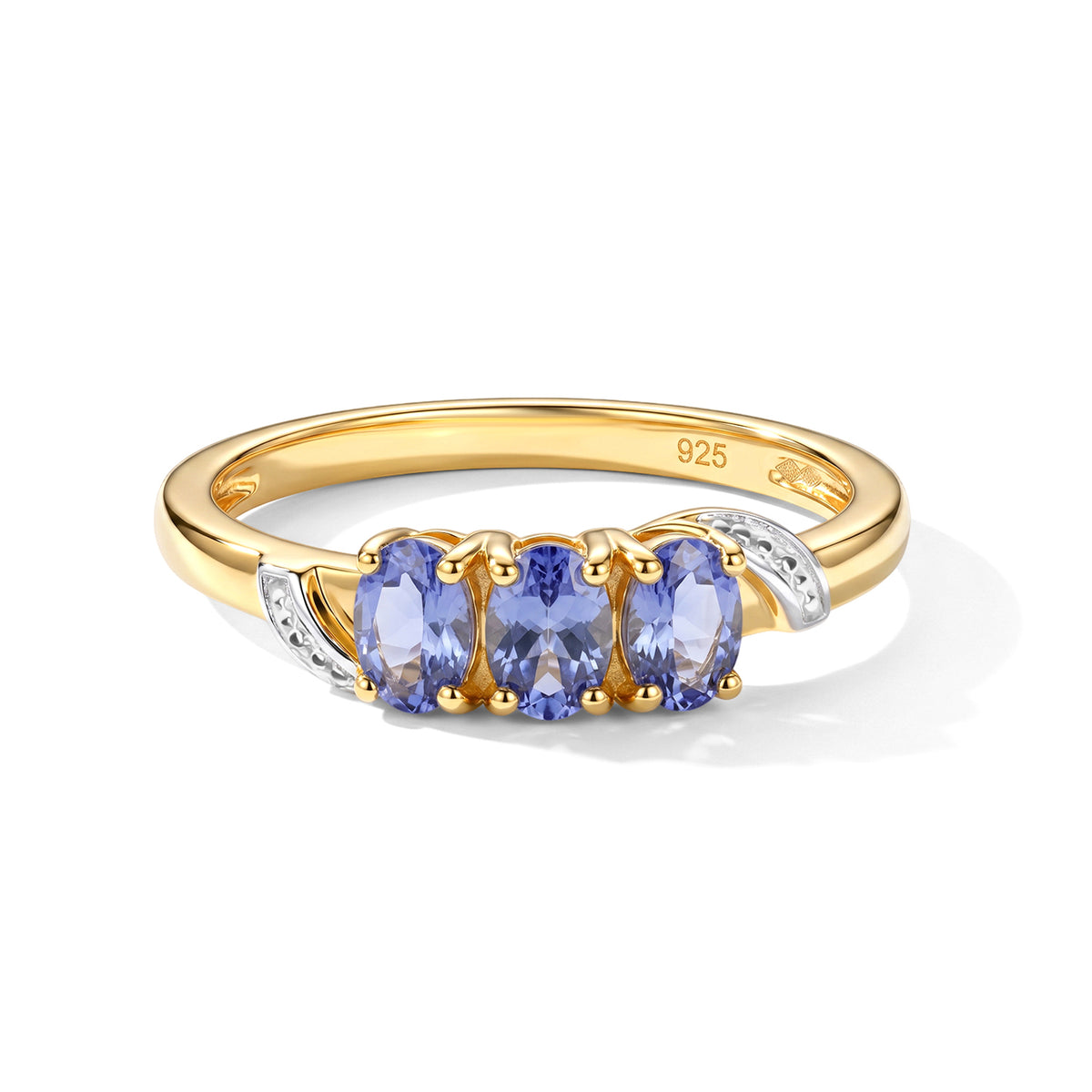 Tanzanite Trilogy Ring in Yellow Gold Plated Sterling Silver V32570594 0